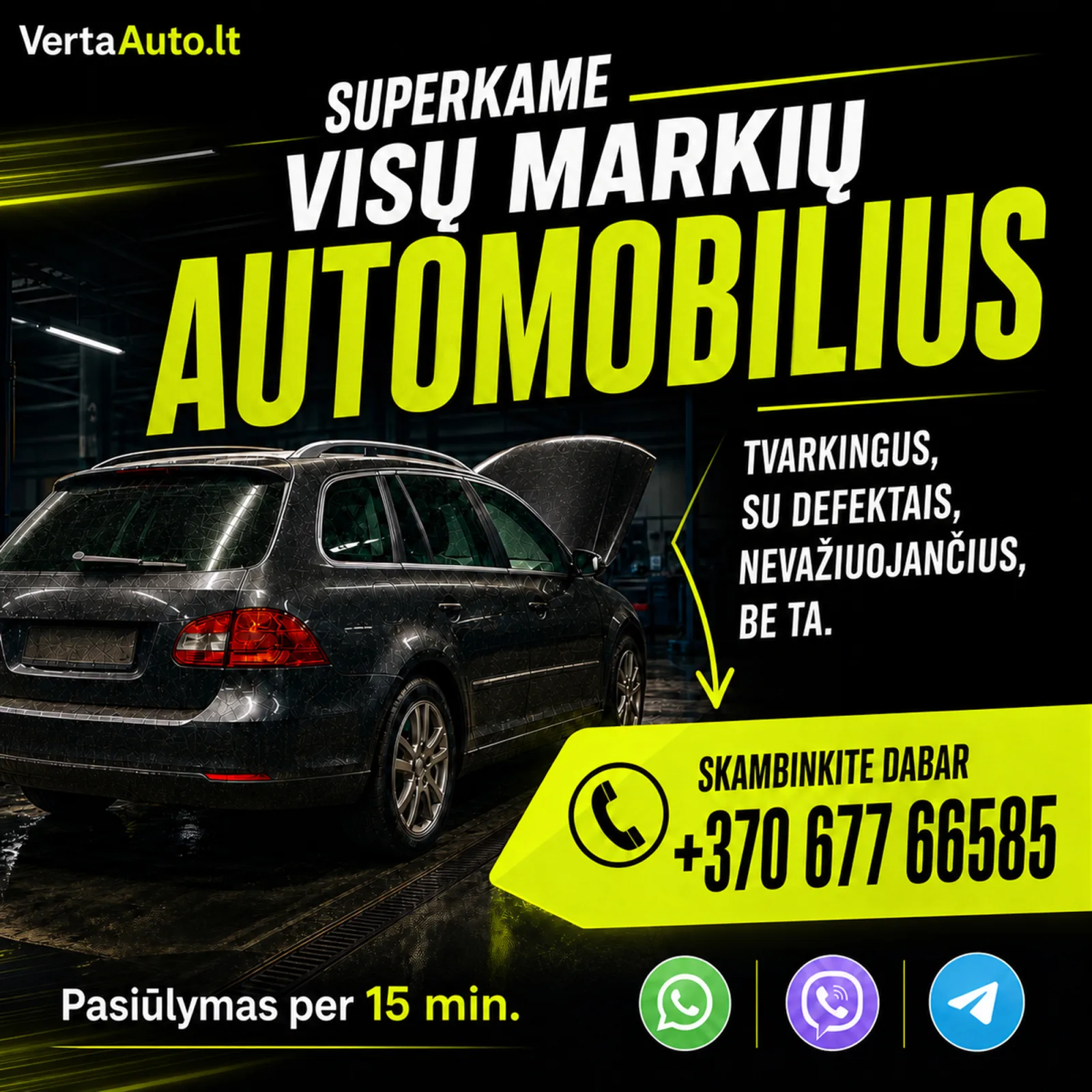 Superkame automobilius Klaipedoje ir Klaipedos rajone